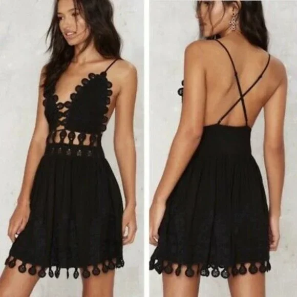 Black Mini Dress Summer Spring - Picture 2 of 4